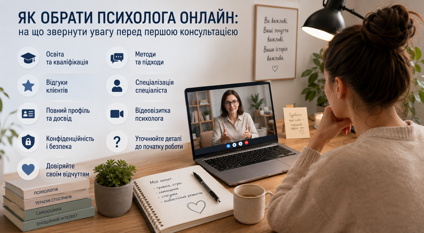 Як обрати психолога онлайн: на що звернути увагу перед першою консультацією